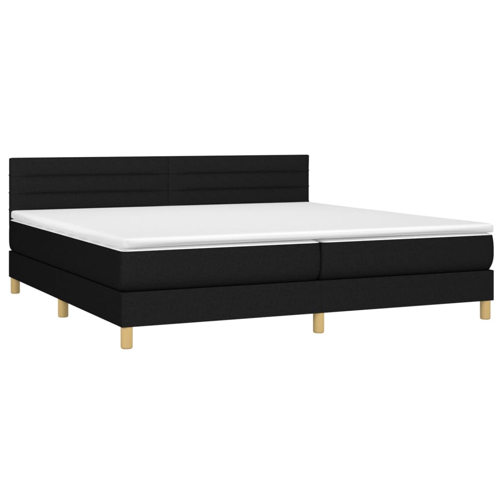 vidaXL Cama box spring con colchón tela negro 200x200 cm