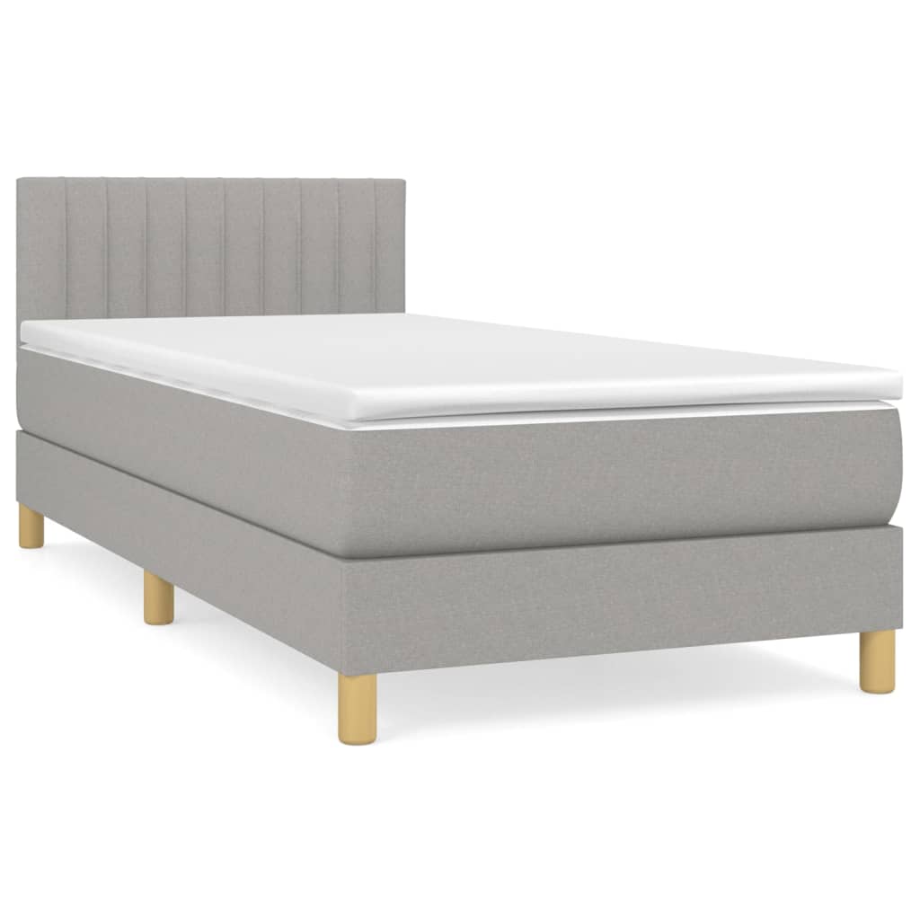 vidaXL Cama box spring con colchón tela gris claro 90x200 cm