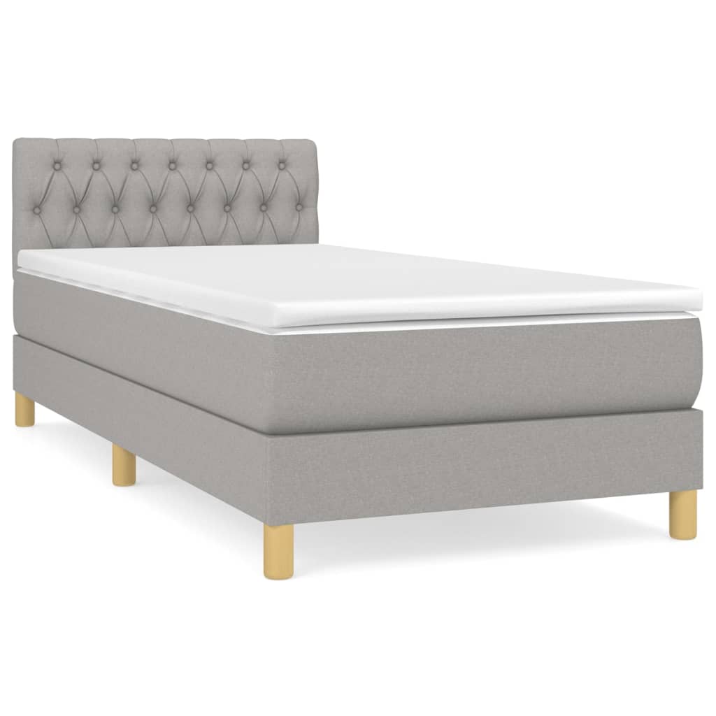 vidaXL Cama box spring con colchón tela gris claro 100x200 cm