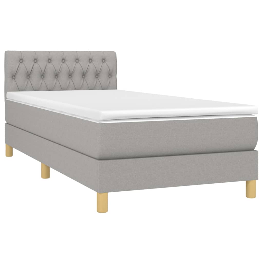 vidaXL Cama box spring con colchón tela gris claro 100x200 cm