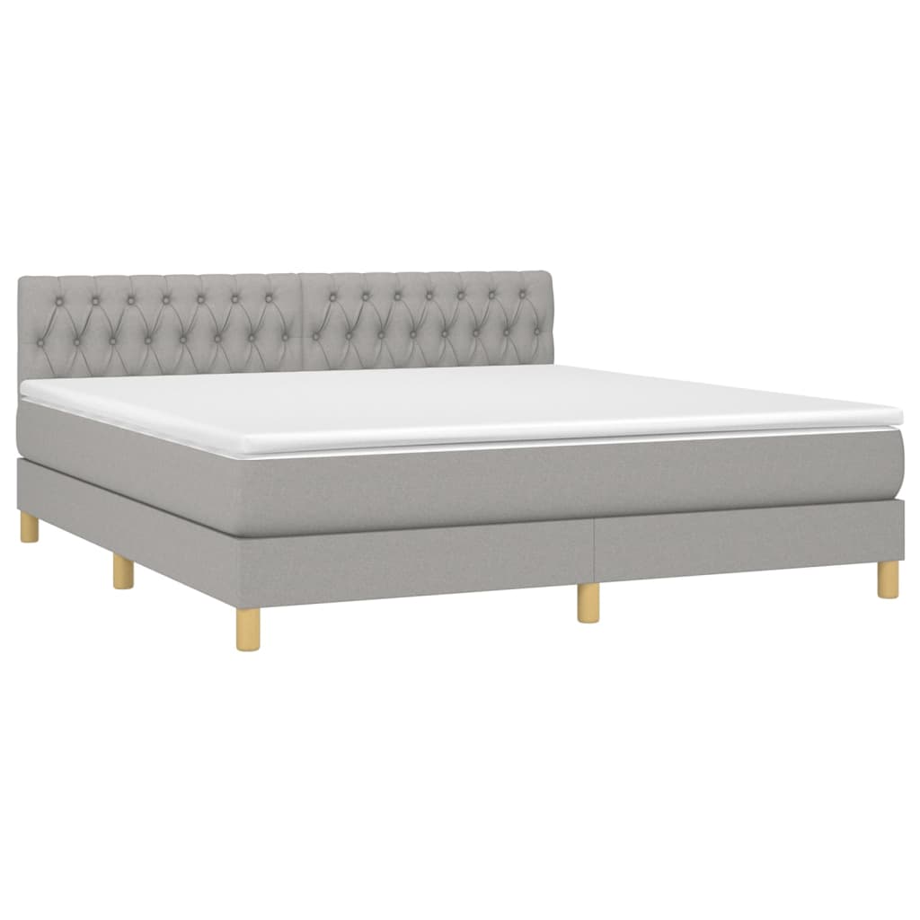 vidaXL Cama box spring con colchón tela gris claro 180x200 cm