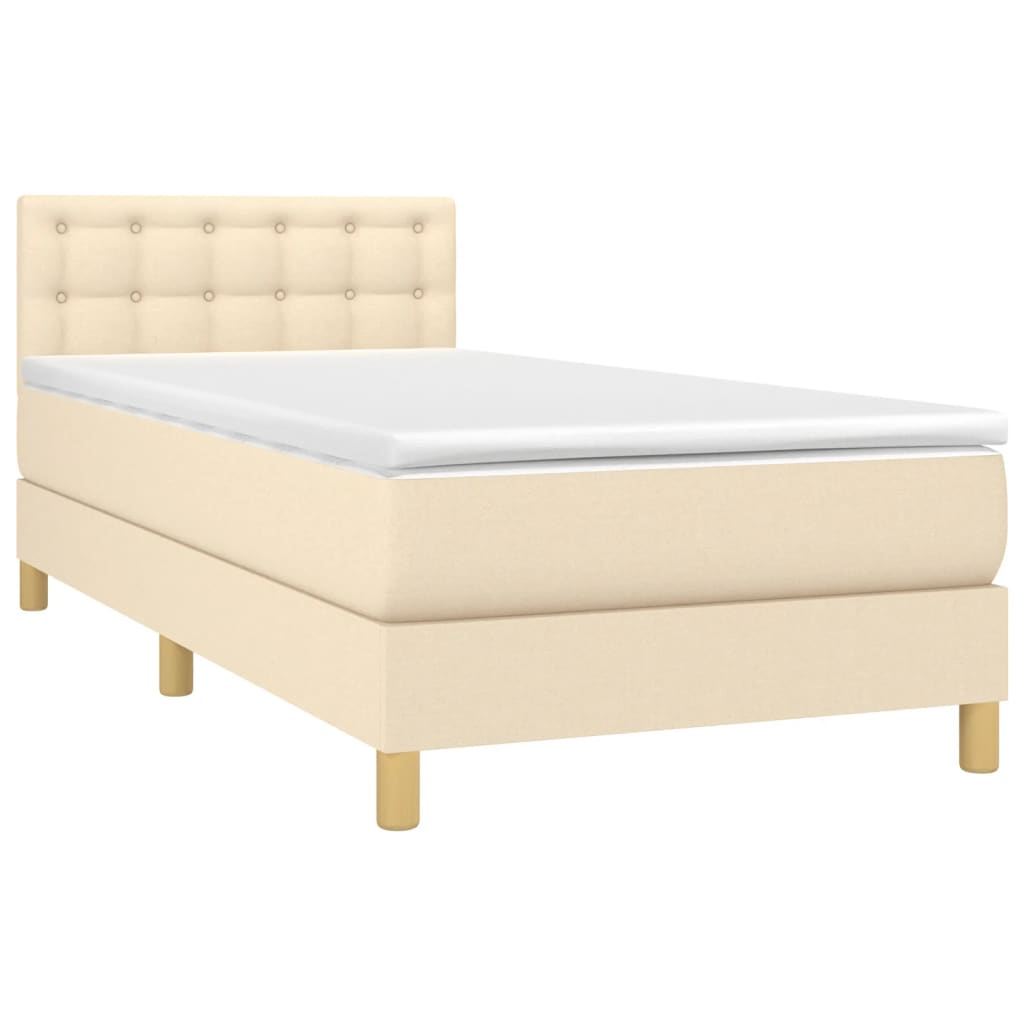 vidaXL Cama box spring con colchón tela color crema 90x190 cm