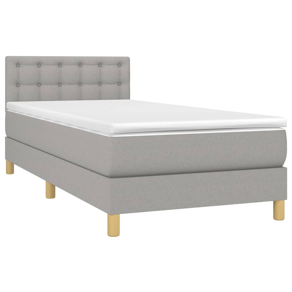 vidaXL Cama box spring con colchón tela gris claro 100x200 cm