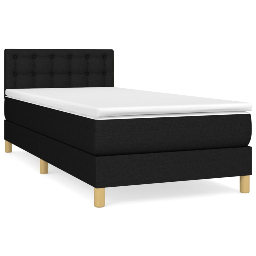 vidaXL Cama box spring con colchón tela negro 100x200 cm