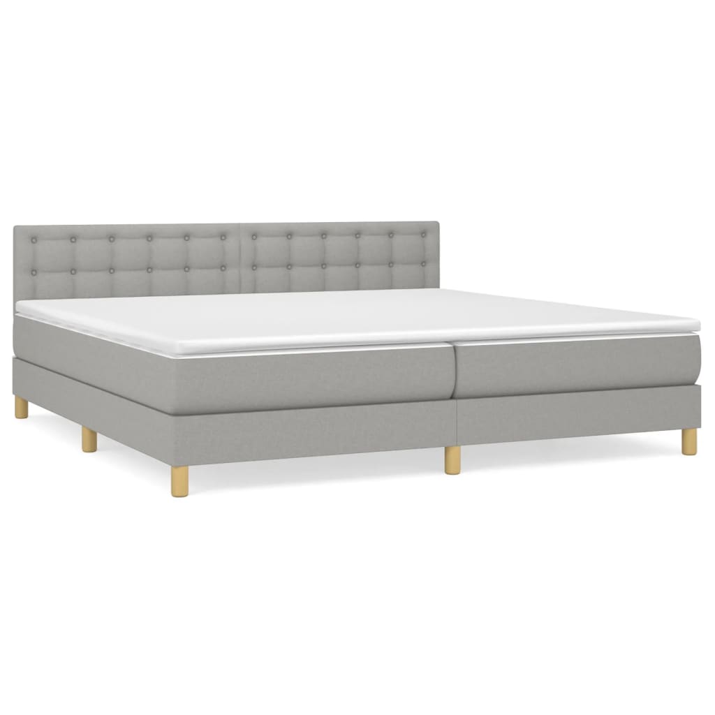 vidaXL Cama box spring con colchón tela gris claro 200x200 cm