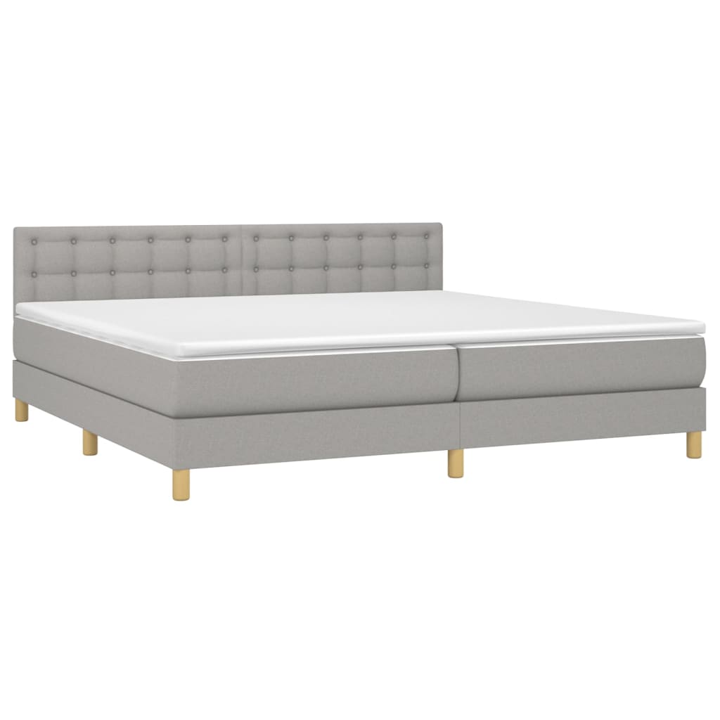 vidaXL Cama box spring con colchón tela gris claro 200x200 cm