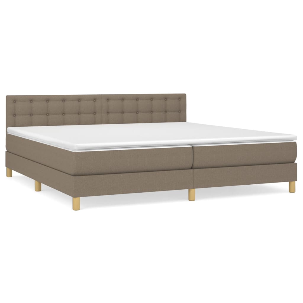 vidaXL Cama box spring con colchón tela gris taupe 200x200 cm