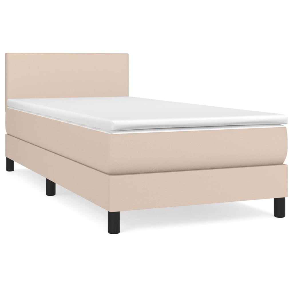 vidaXL Cama box spring con colchón cuero sintético capuchino 80x200 cm