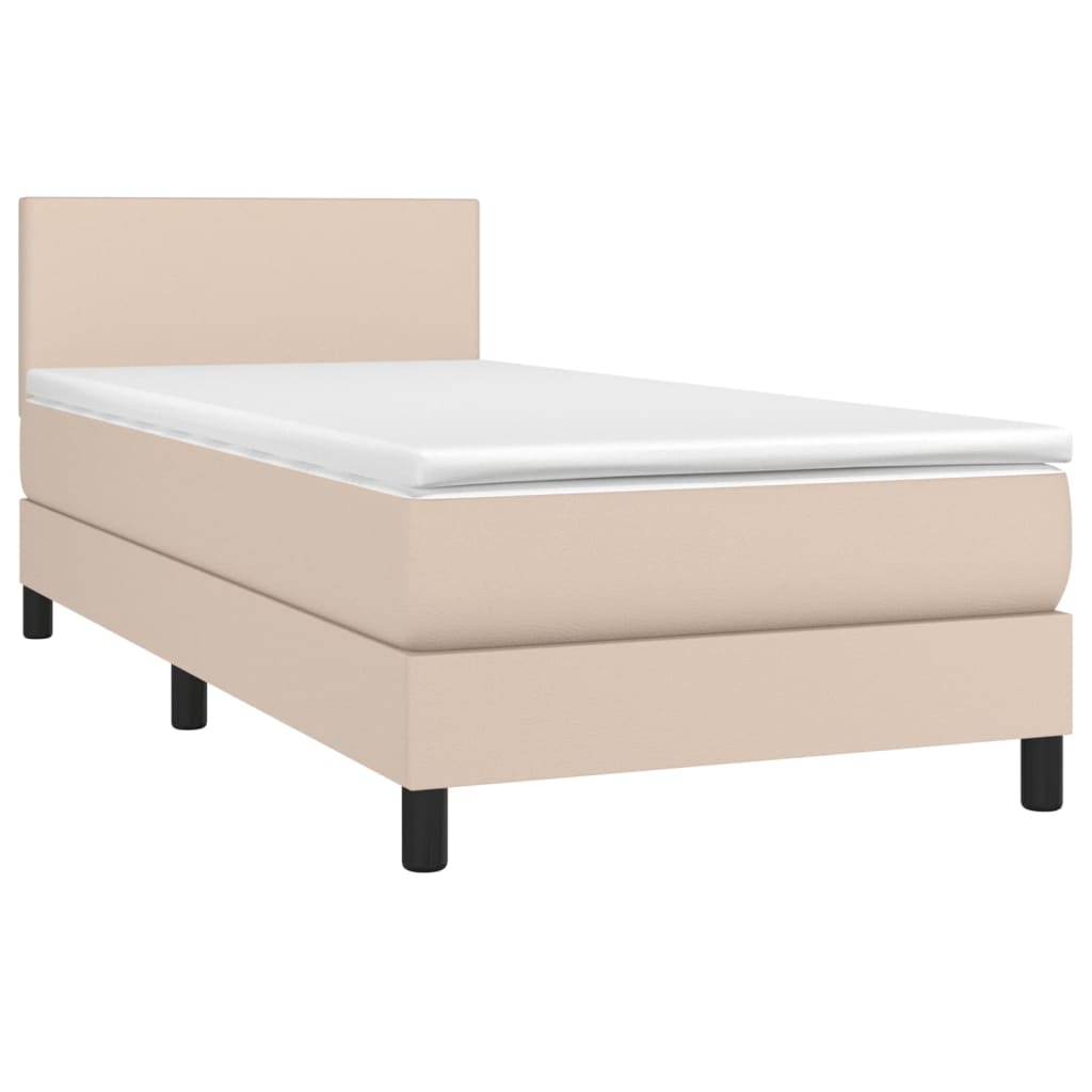 vidaXL Cama box spring con colchón cuero sintético capuchino 80x200 cm