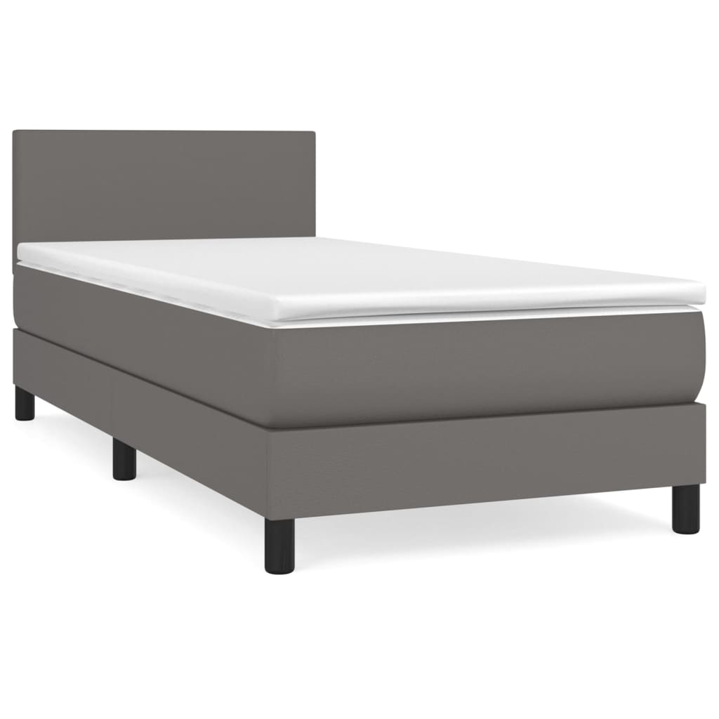 vidaXL Cama box spring con colchón cuero sintético gris 90x190 cm