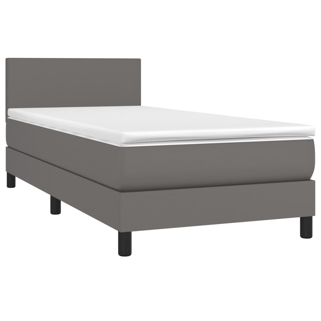 vidaXL Cama box spring con colchón cuero sintético gris 90x190 cm