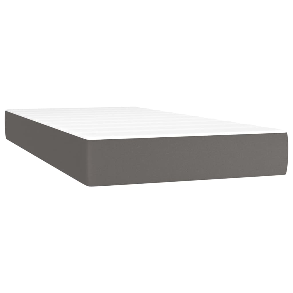 vidaXL Cama box spring con colchón cuero sintético gris 90x190 cm