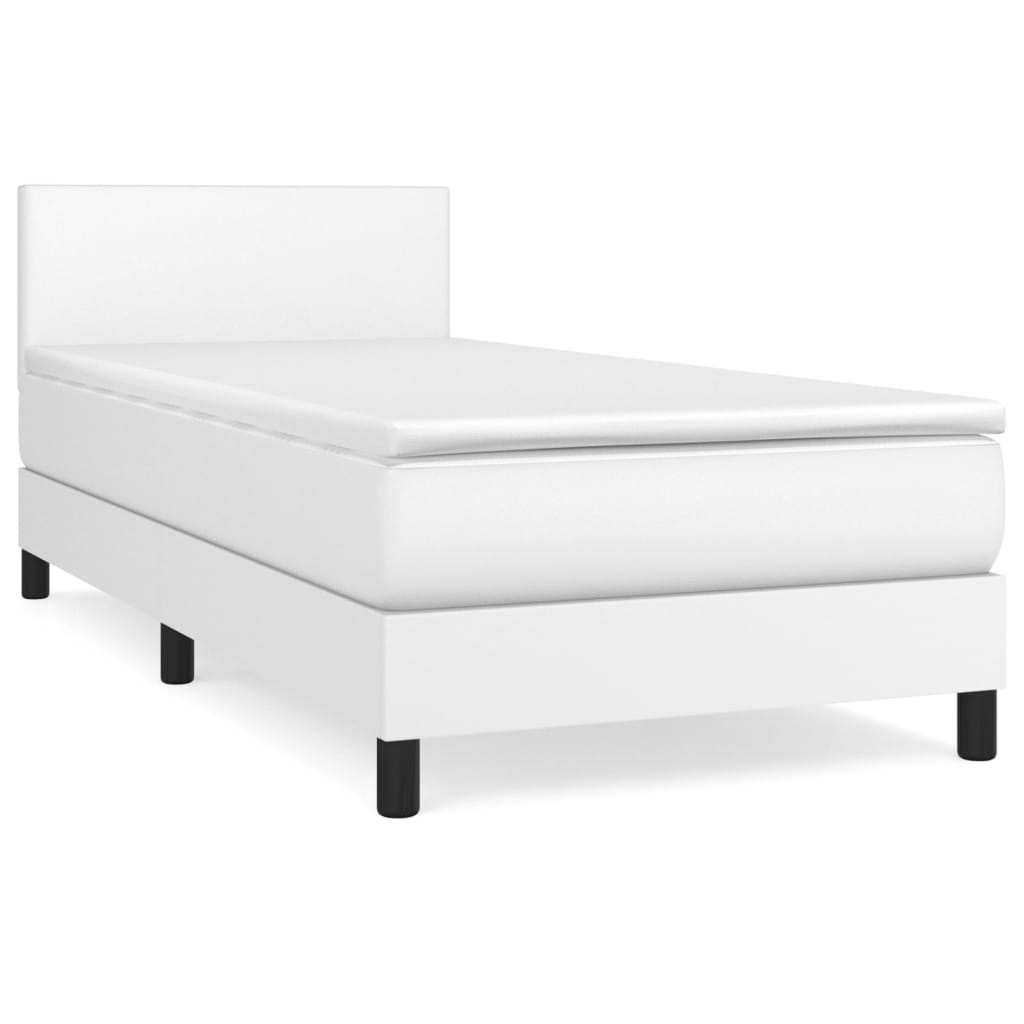 vidaXL Cama box spring con colchón cuero sintético blanco 100x200 cm