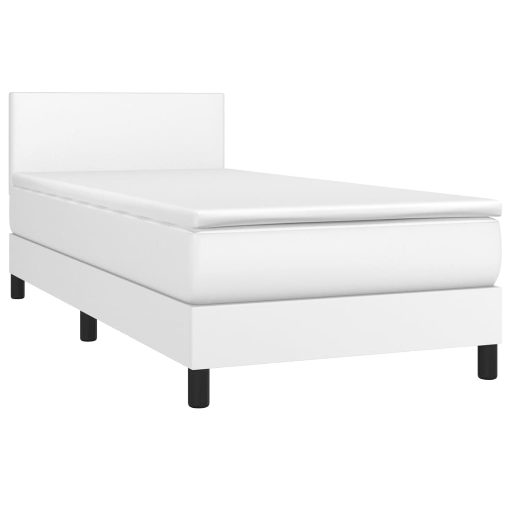 vidaXL Cama box spring con colchón cuero sintético blanco 100x200 cm