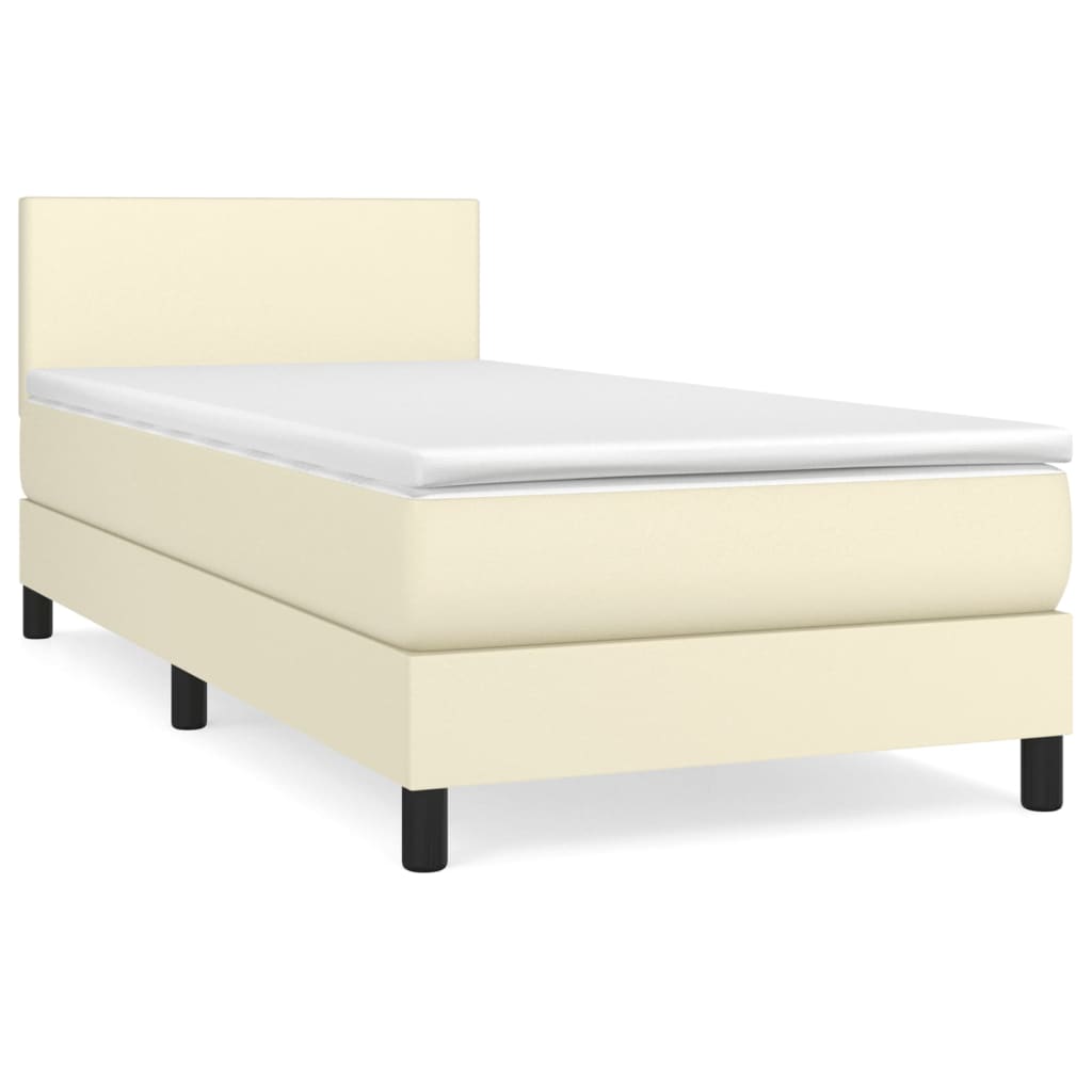 vidaXL Cama box spring con colchón cuero sintético crema 100x200 cm