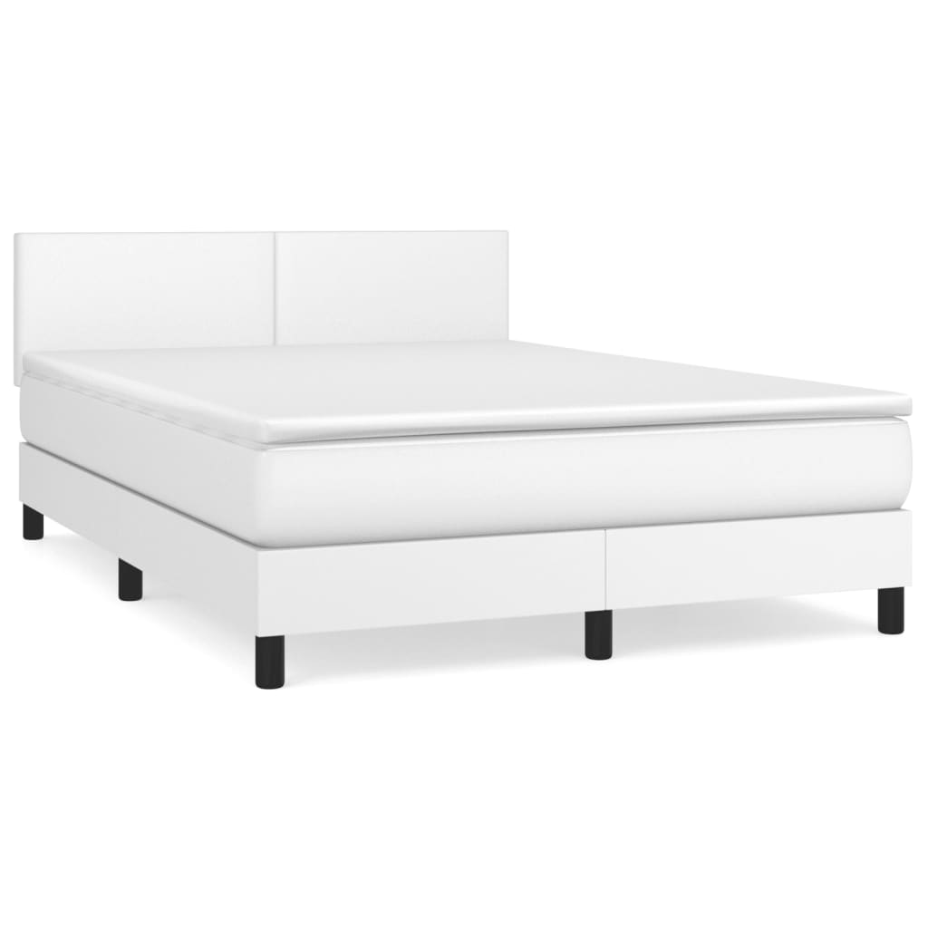 vidaXL Cama box spring con colchón cuero sintético blanco 140x190 cm