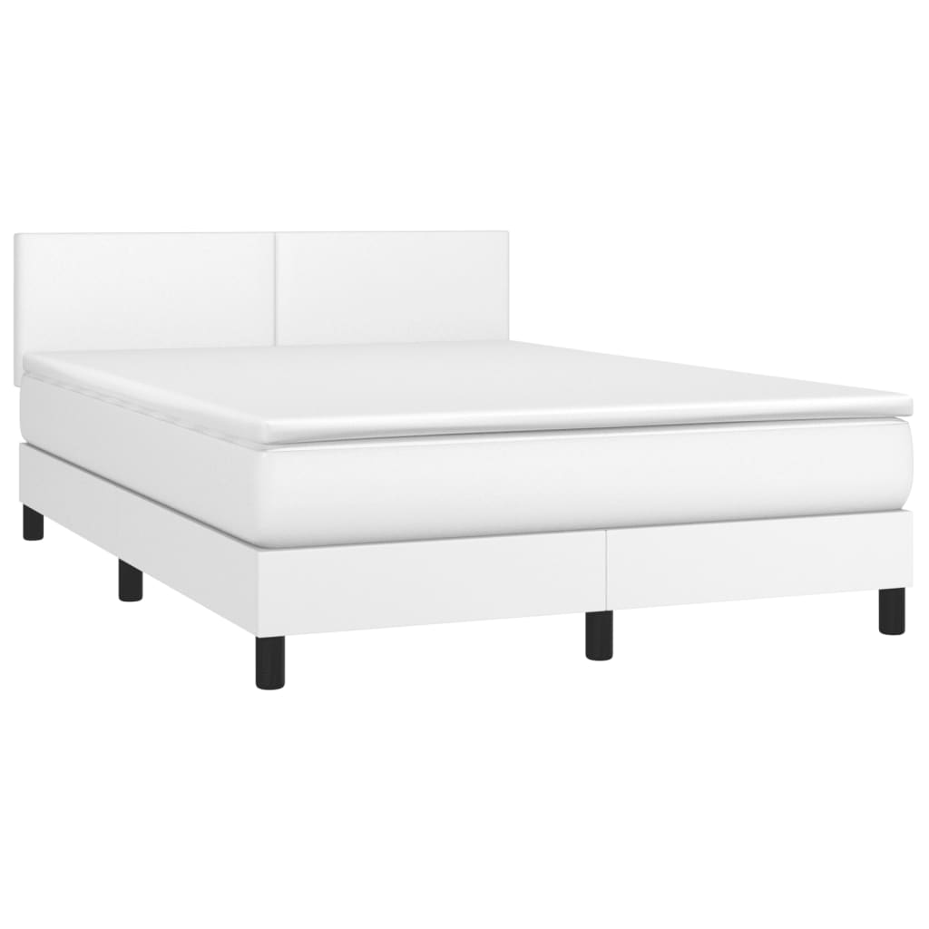 vidaXL Cama box spring con colchón cuero sintético blanco 140x190 cm