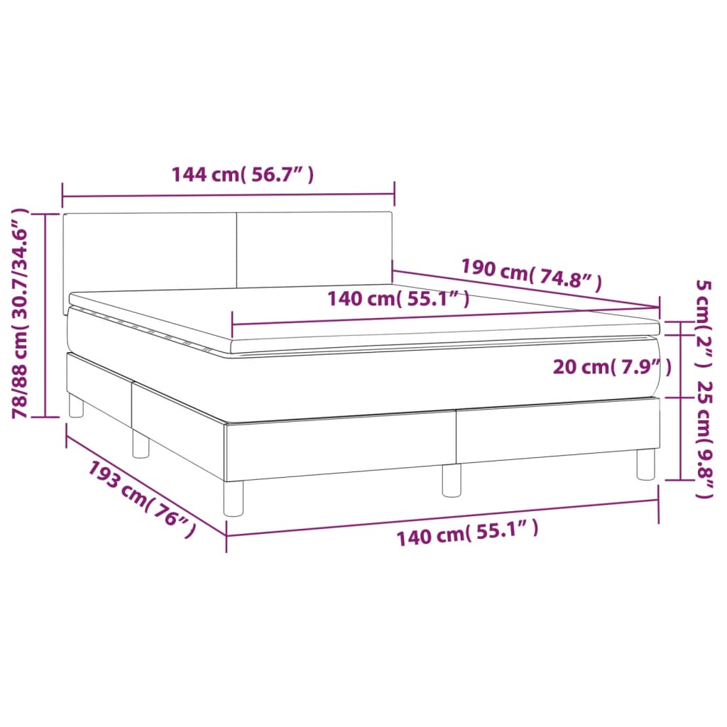 vidaXL Cama box spring con colchón cuero sintético blanco 140x190 cm