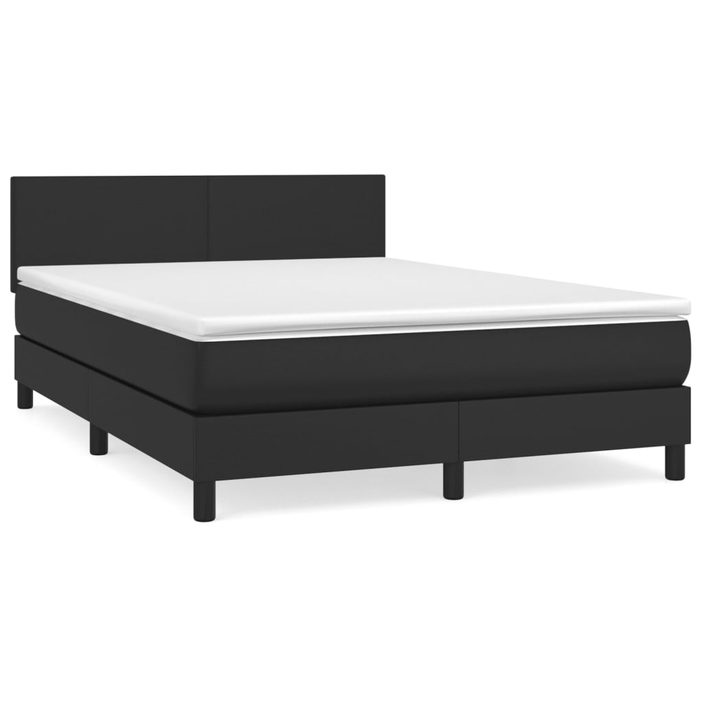 vidaXL Cama box spring con colchón cuero sintético negro 140x200cm