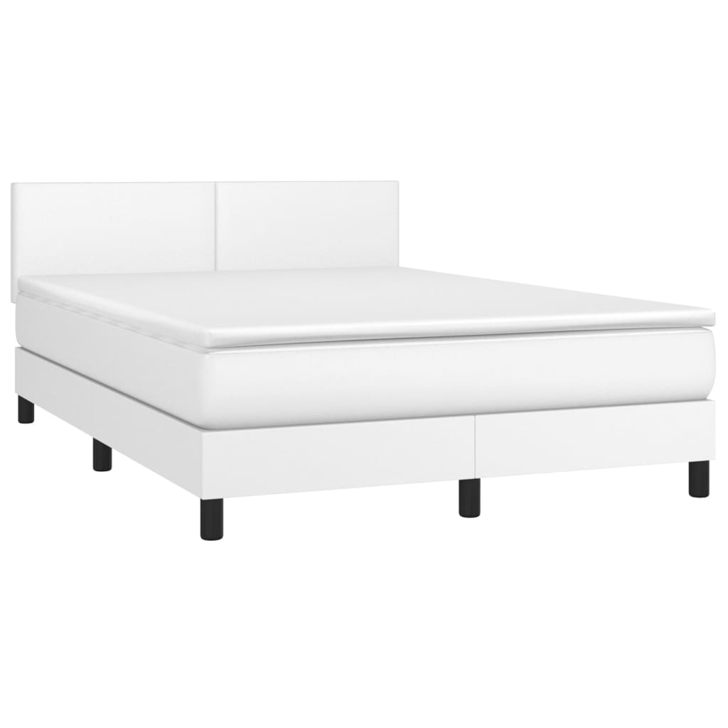 vidaXL Cama box spring con colchón cuero sintético blanco 140x200cm