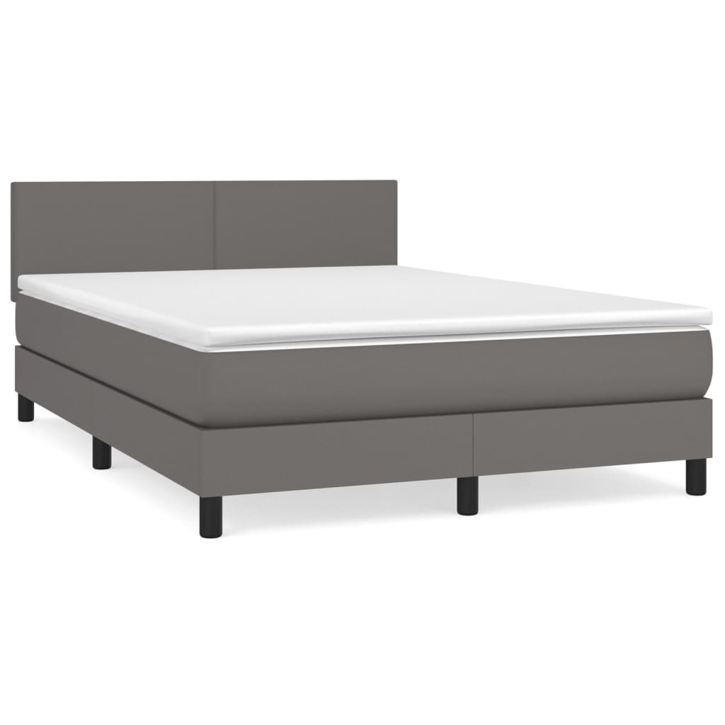 vidaXL Cama box spring con colchón cuero sintético gris 140x200 cm