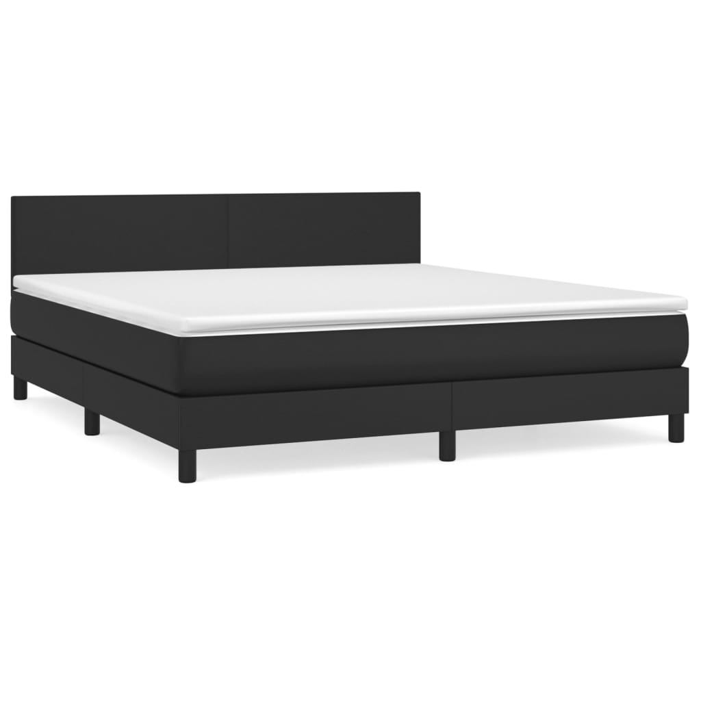 vidaXL Cama box spring con colchón cuero sintético negro 160x200 cm