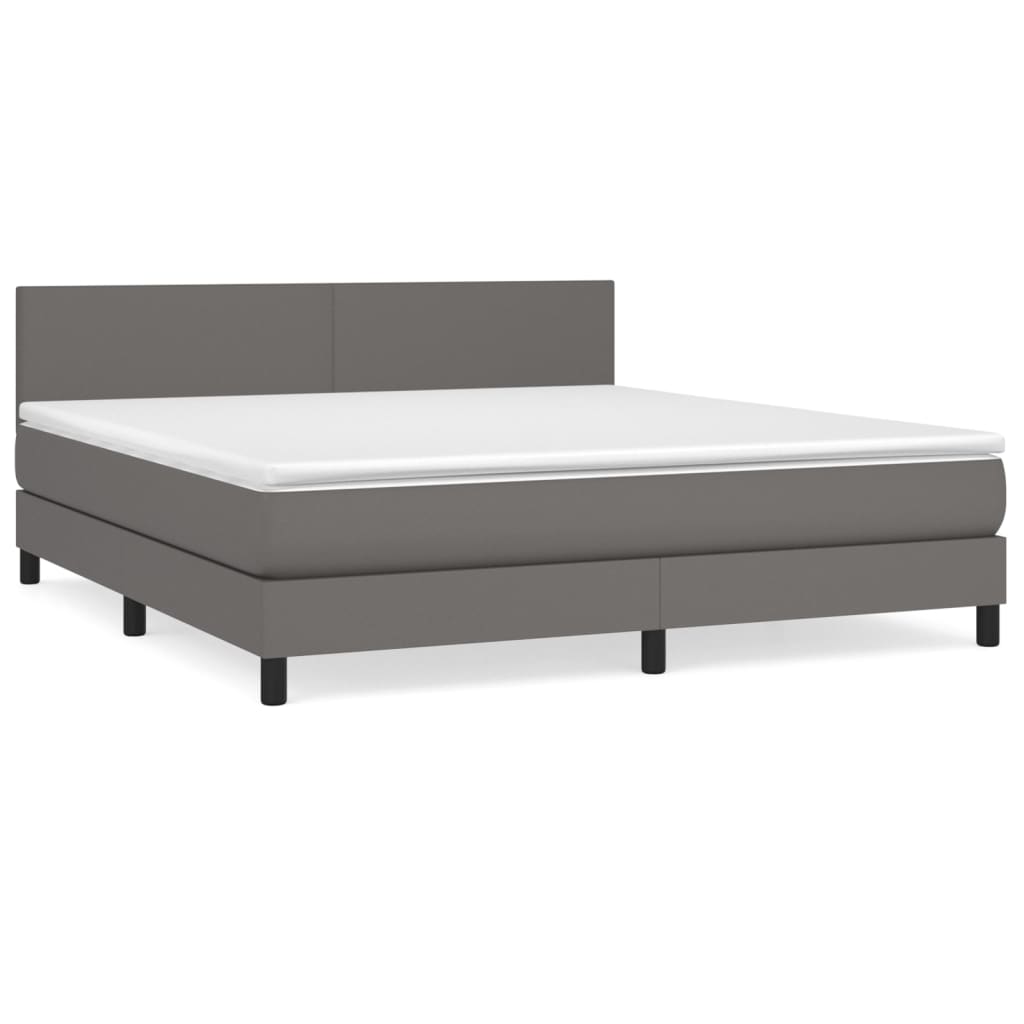 vidaXL Cama box spring con colchón cuero sintético gris 160x200 cm