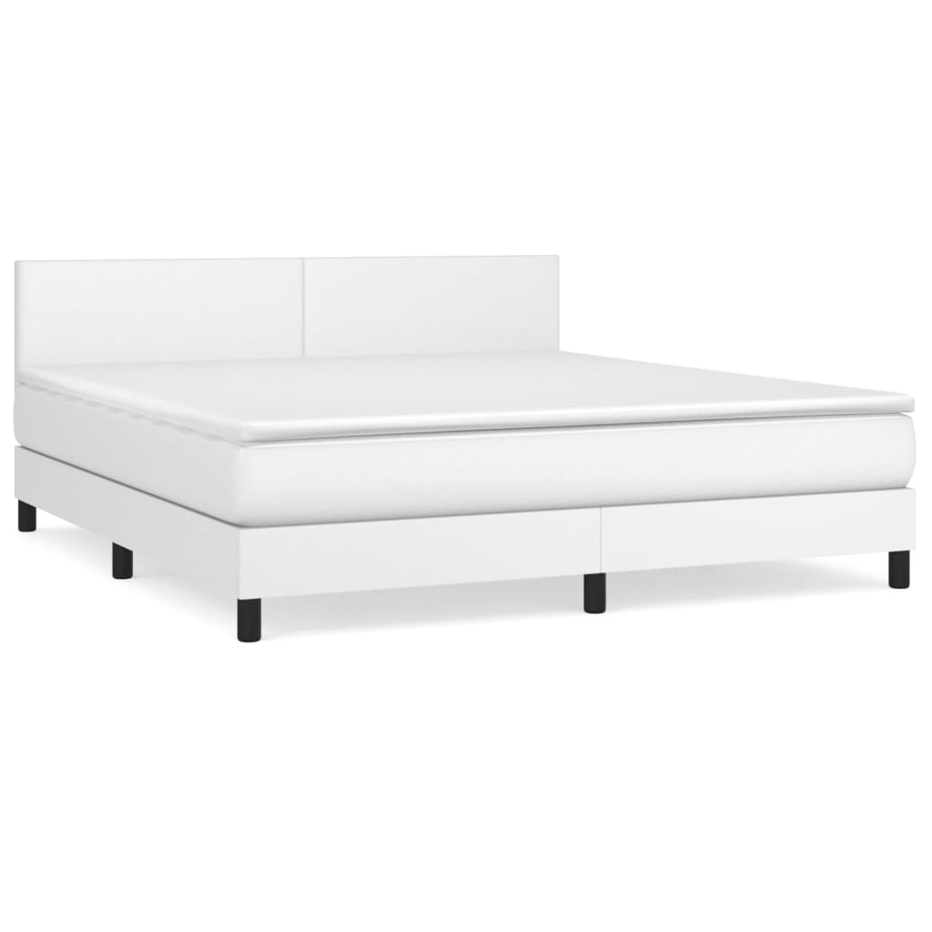 vidaXL Cama box spring con colchón cuero sintético blanco 180x200 cm