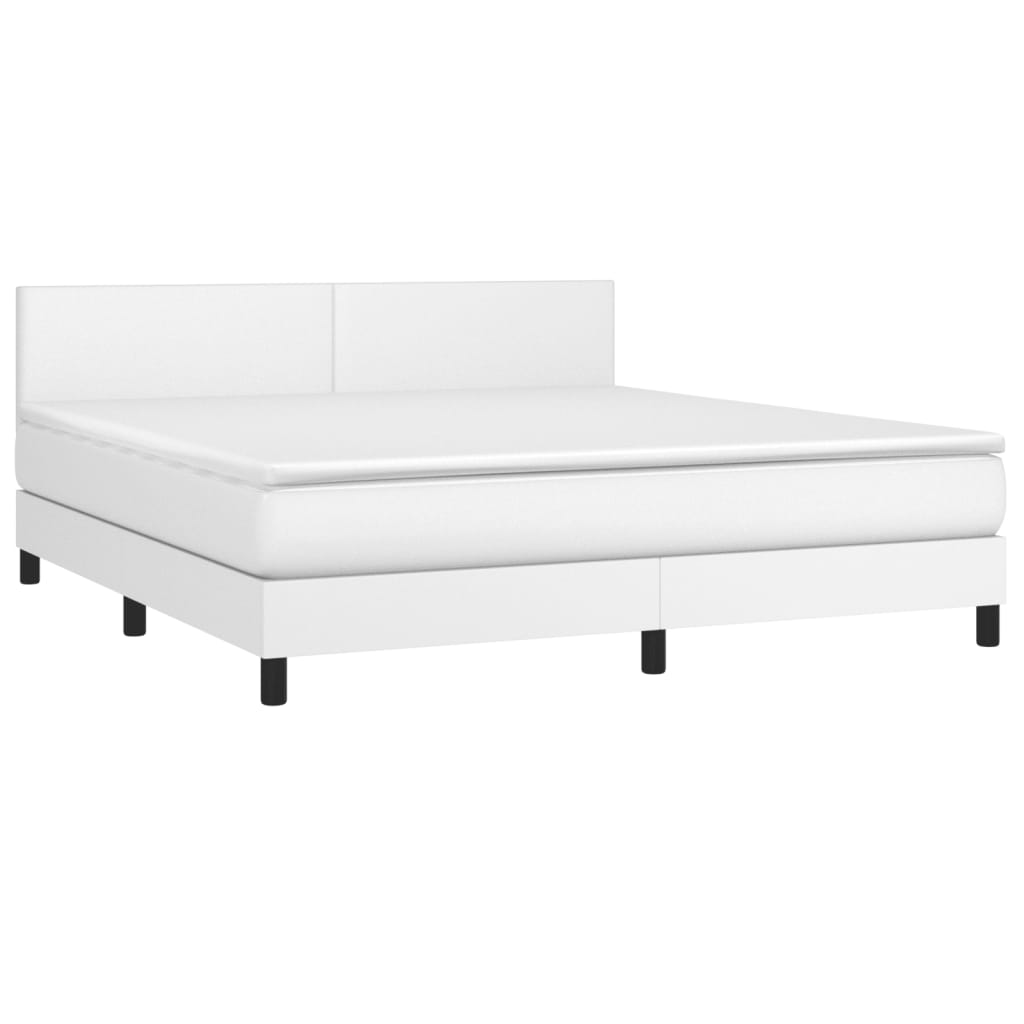 vidaXL Cama box spring con colchón cuero sintético blanco 180x200 cm