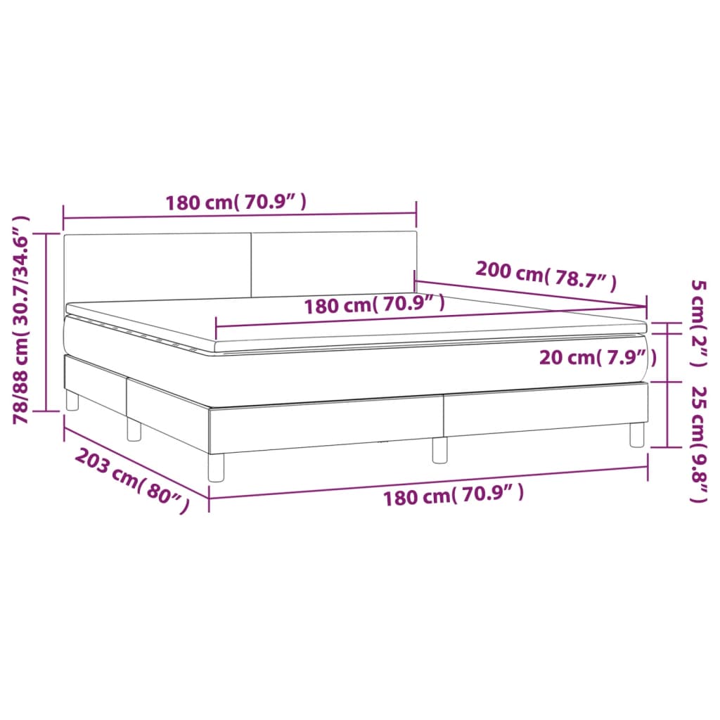 vidaXL Cama box spring con colchón cuero sintético blanco 180x200 cm