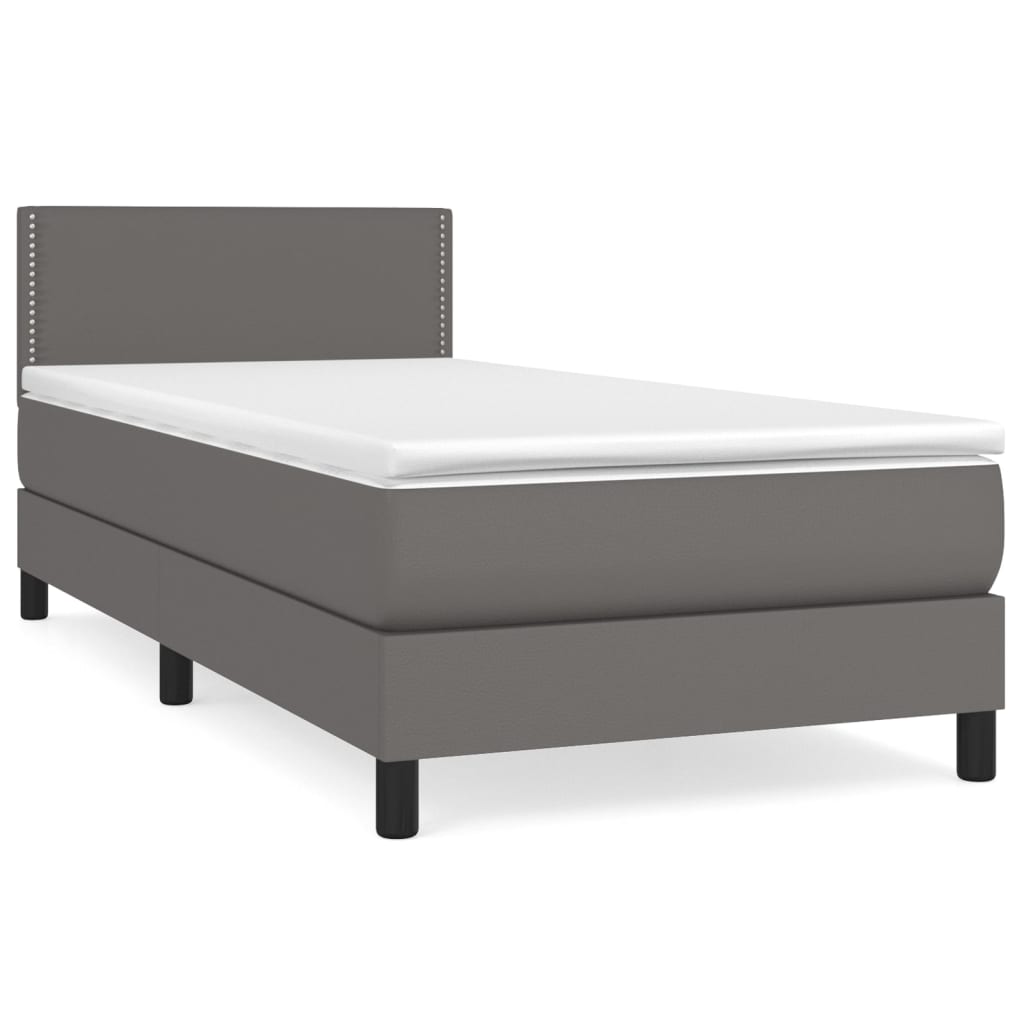 vidaXL Cama box spring con colchón cuero sintético gris 90x190 cm