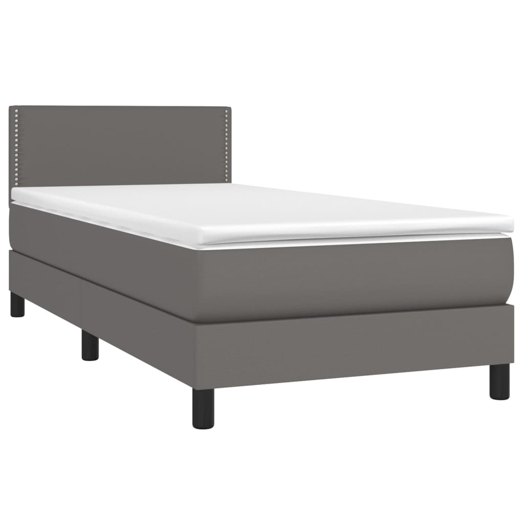 vidaXL Cama box spring con colchón cuero sintético gris 90x190 cm