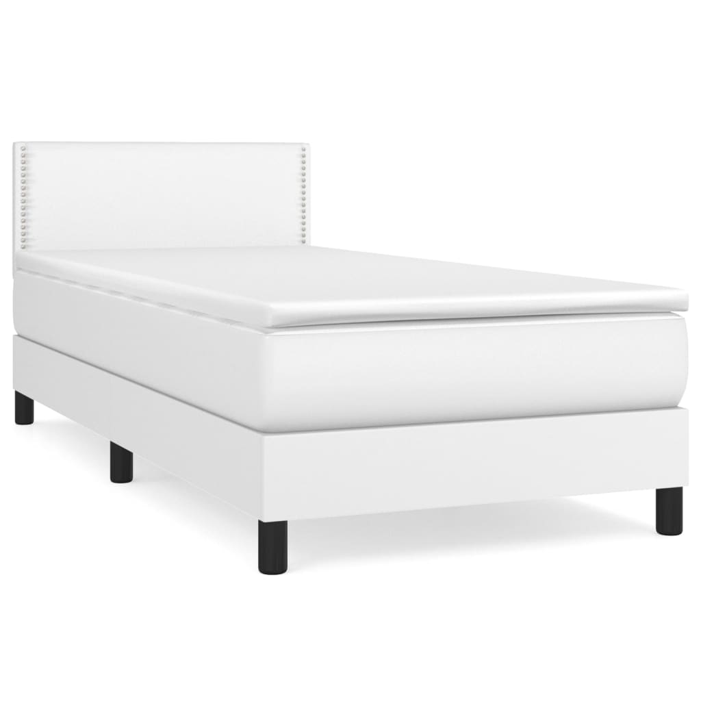 vidaXL Cama box spring con colchón cuero sintético blanco 100x200 cm