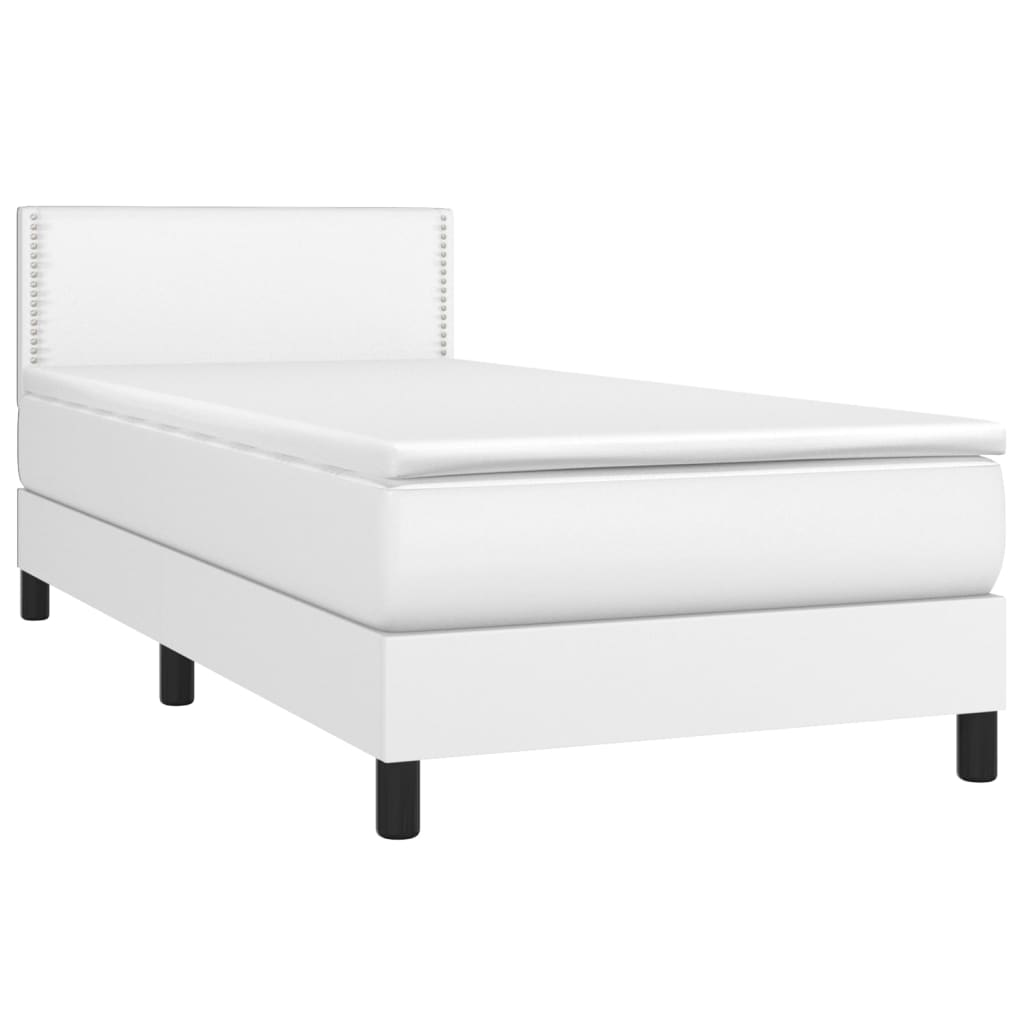 vidaXL Cama box spring con colchón cuero sintético blanco 100x200 cm