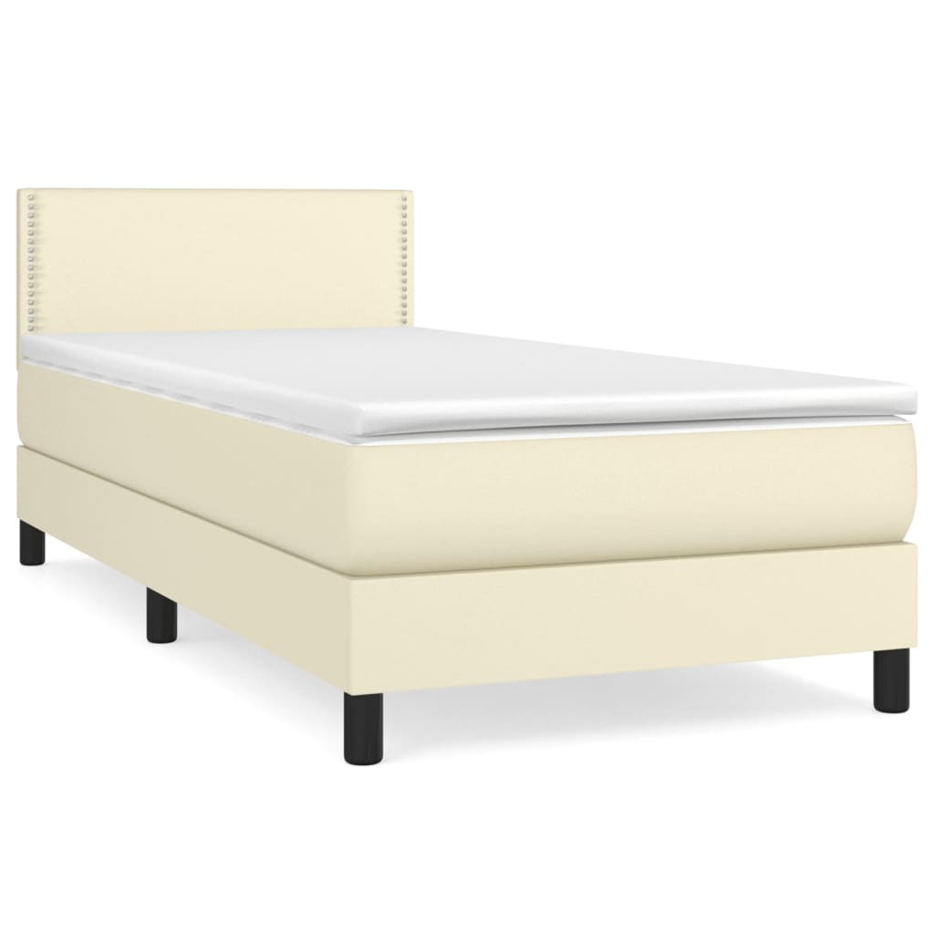 vidaXL Cama box spring con colchón cuero sintético crema 100x200 cm