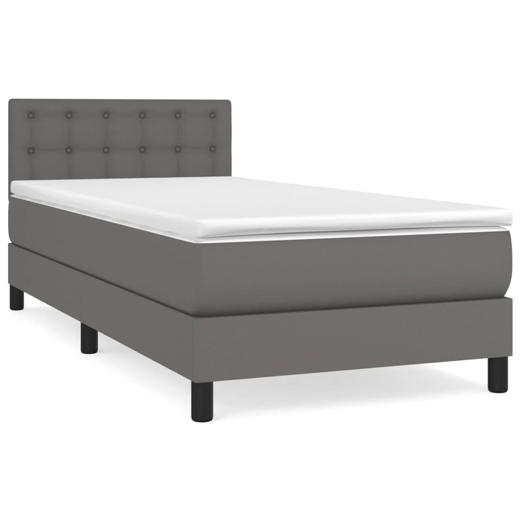 vidaXL Cama box spring con colchón cuero sintético gris 80x200 cm