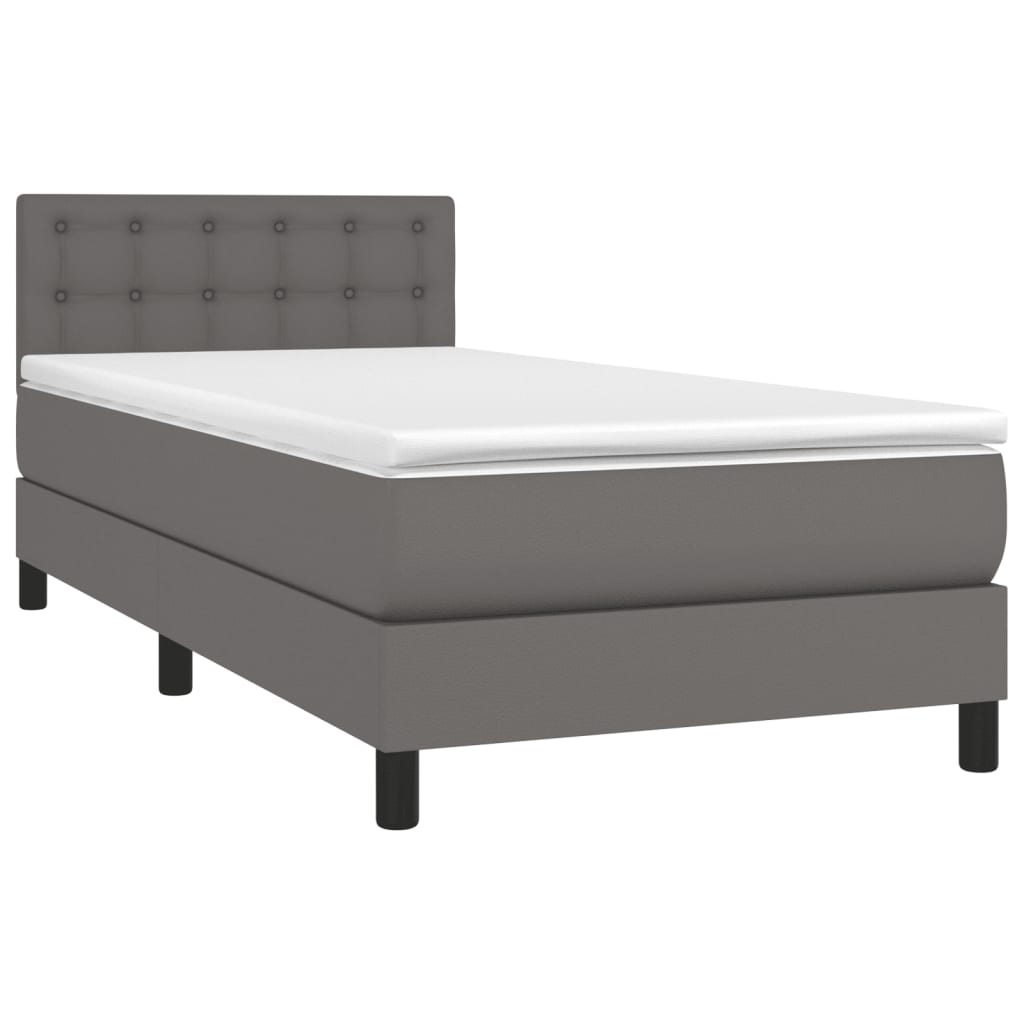 vidaXL Cama box spring con colchón cuero sintético gris 80x200 cm