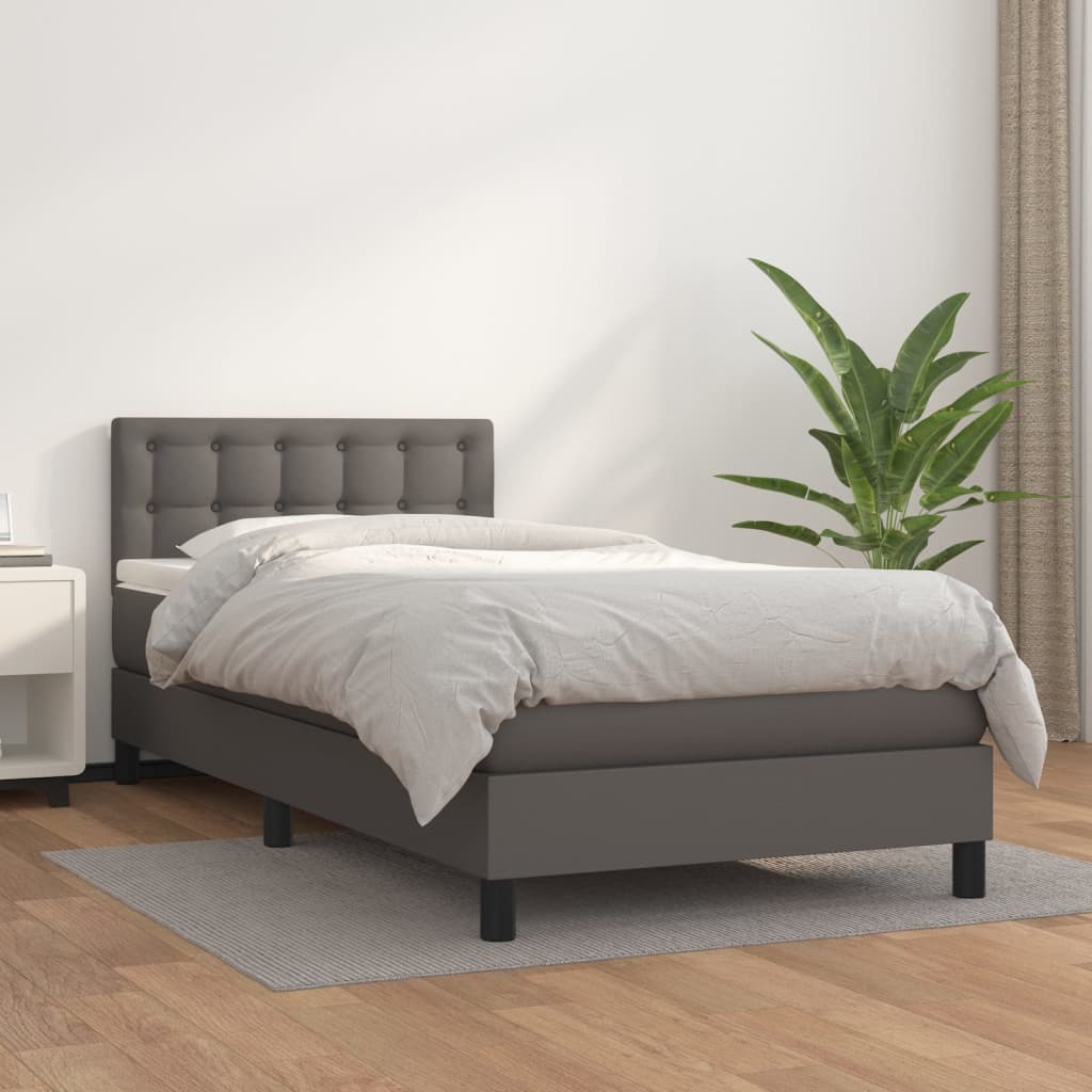 vidaXL Cama box spring con colchón cuero sintético gris 80x200 cm