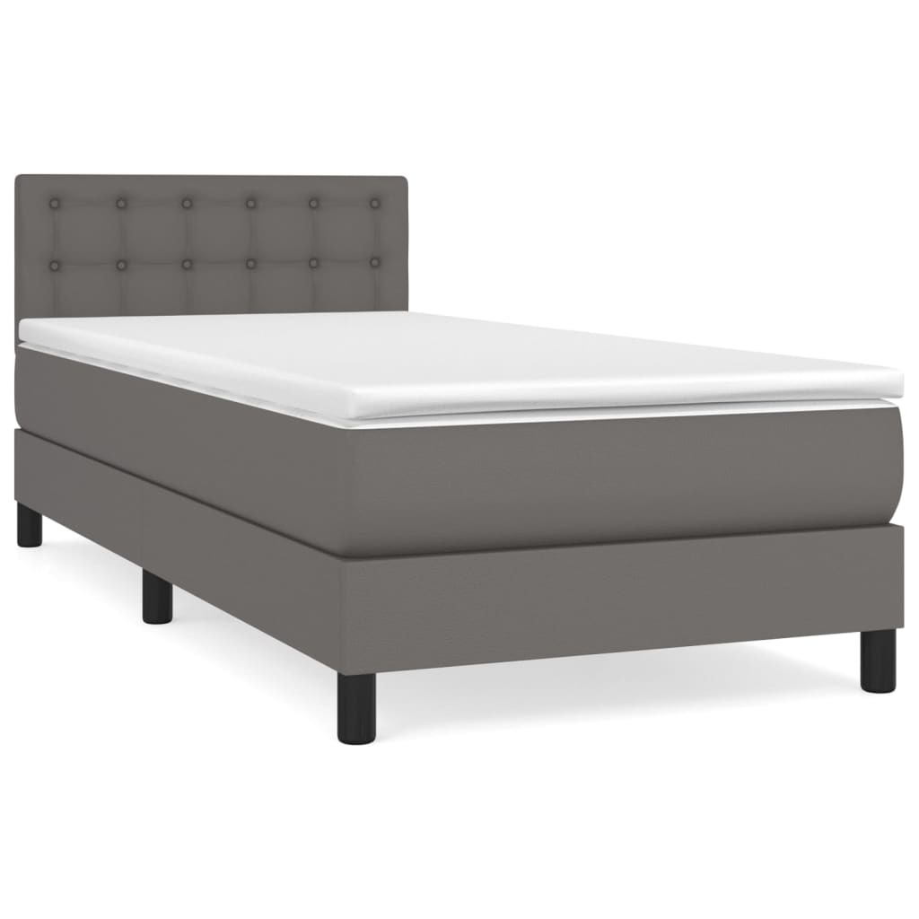 vidaXL Cama box spring con colchón cuero sintético gris 90x190 cm