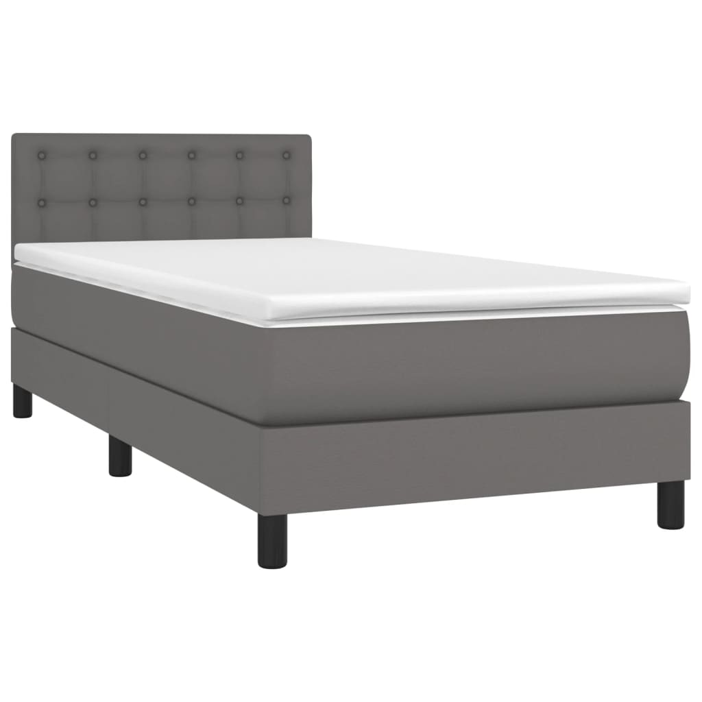 vidaXL Cama box spring con colchón cuero sintético gris 90x200 cm