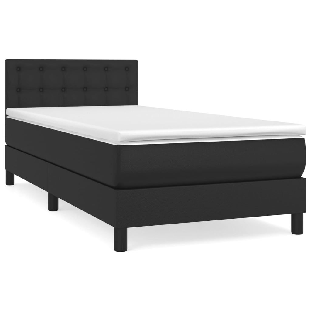 vidaXL Cama box spring con colchón cuero sintético negro 100x200 cm