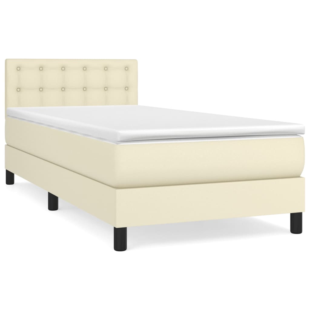 vidaXL Cama box spring con colchón cuero sintético crema 100x200 cm