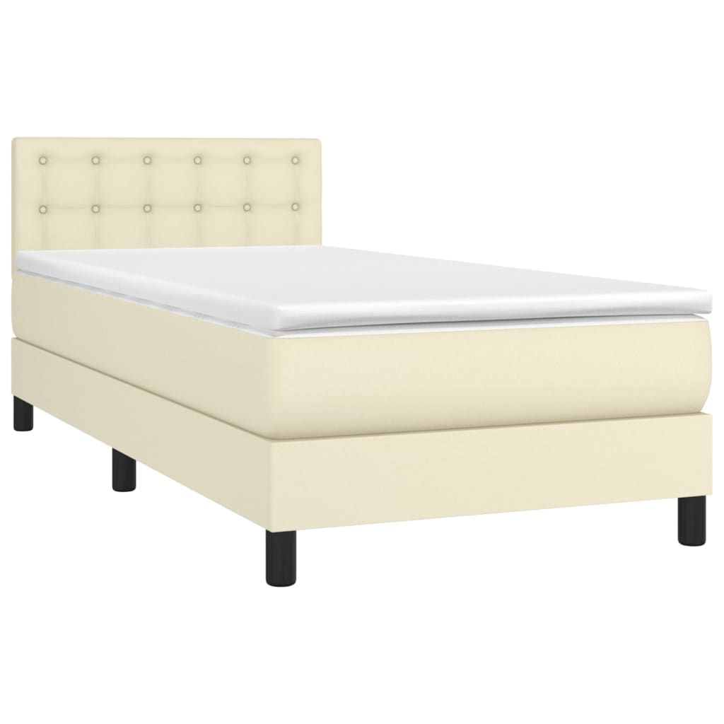 vidaXL Cama box spring con colchón cuero sintético crema 100x200 cm