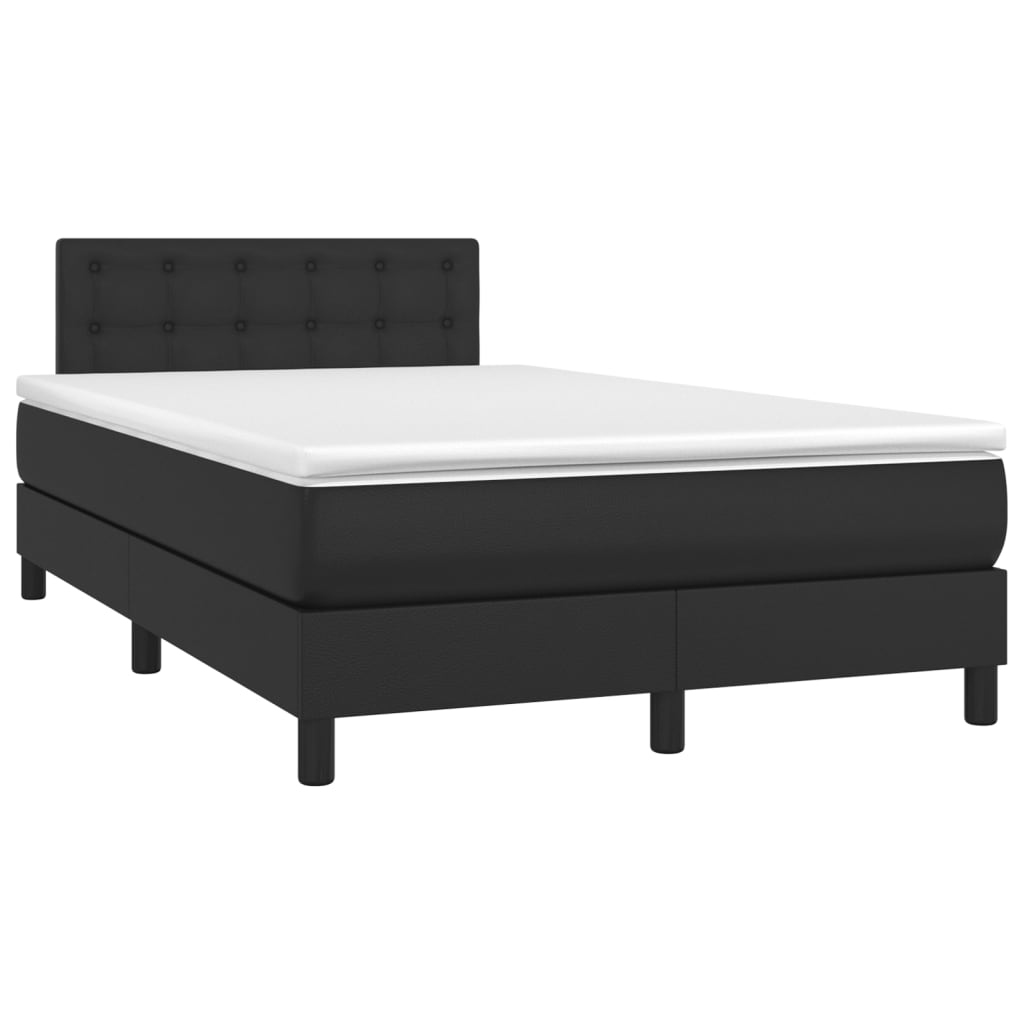 vidaXL Cama box spring con colchón cuero sintético negro 120x200 cm