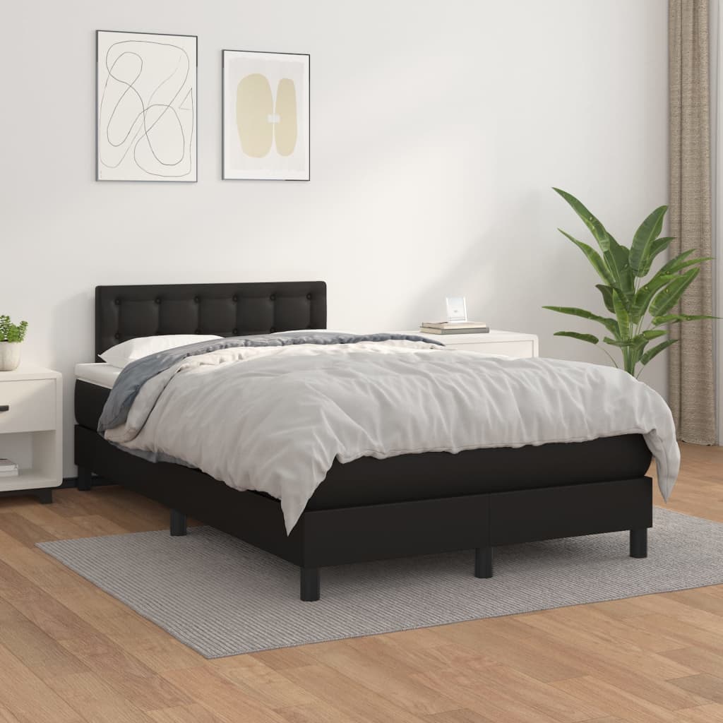 vidaXL Cama box spring con colchón cuero sintético negro 120x200 cm