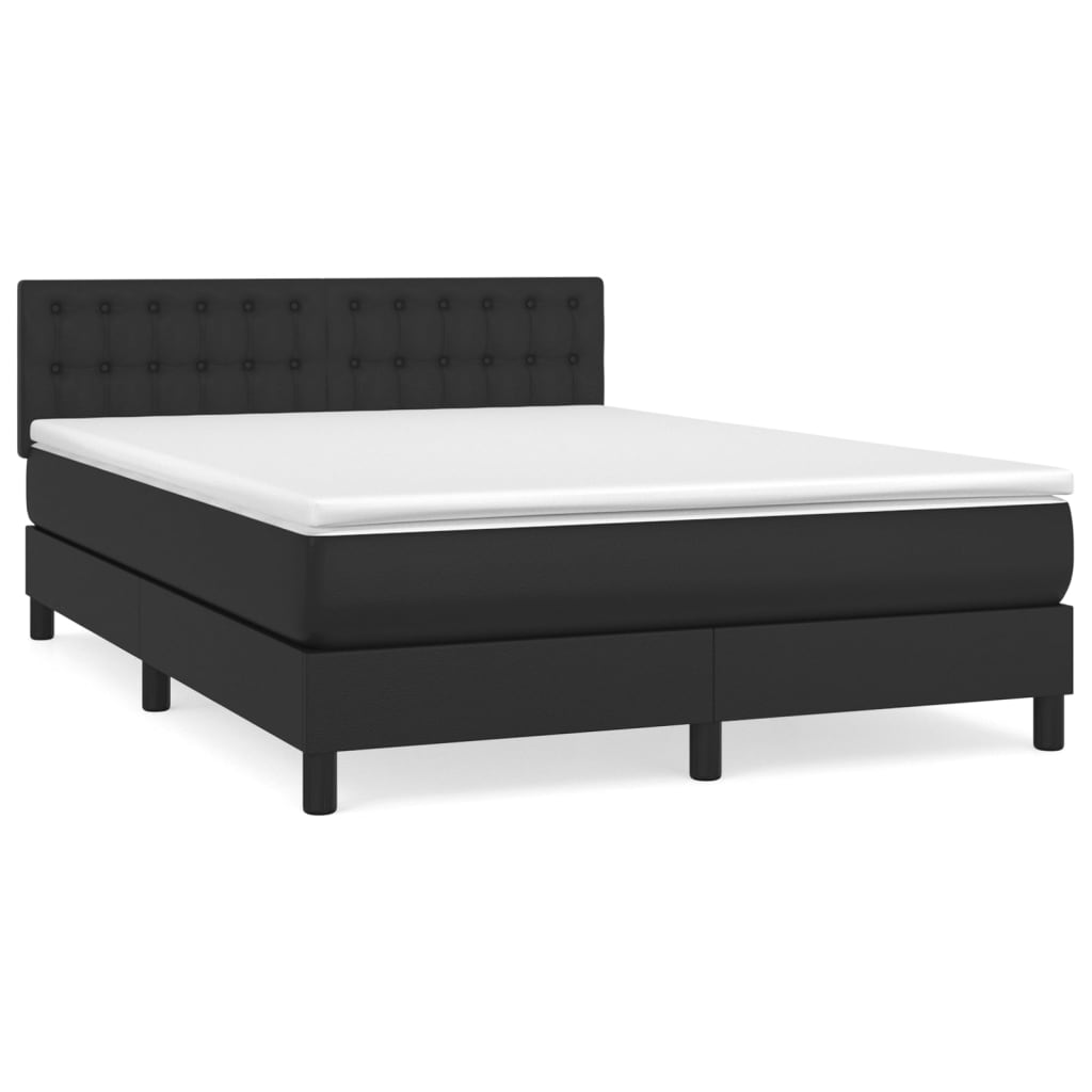 vidaXL Cama box spring con colchón cuero sintético negro 140x190 cm