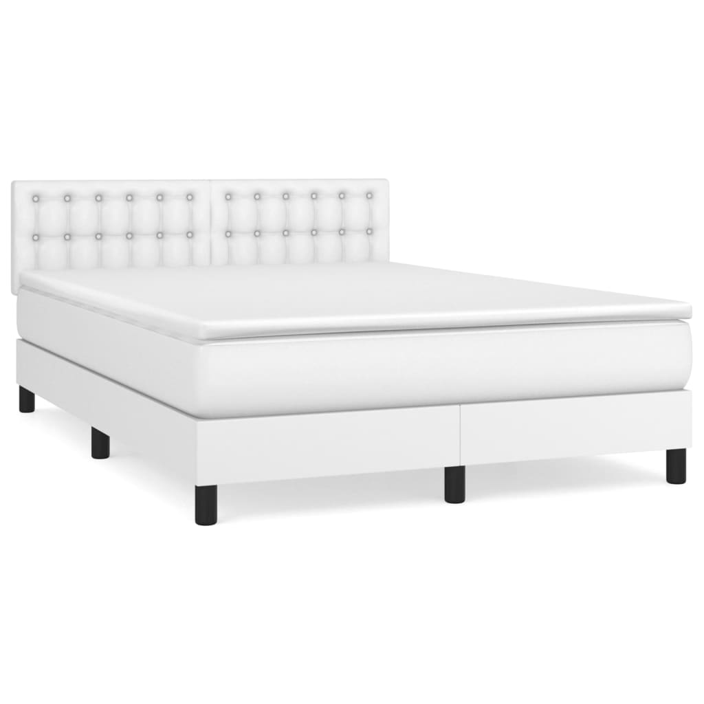 vidaXL Cama box spring con colchón cuero sintético blanco 140x190 cm