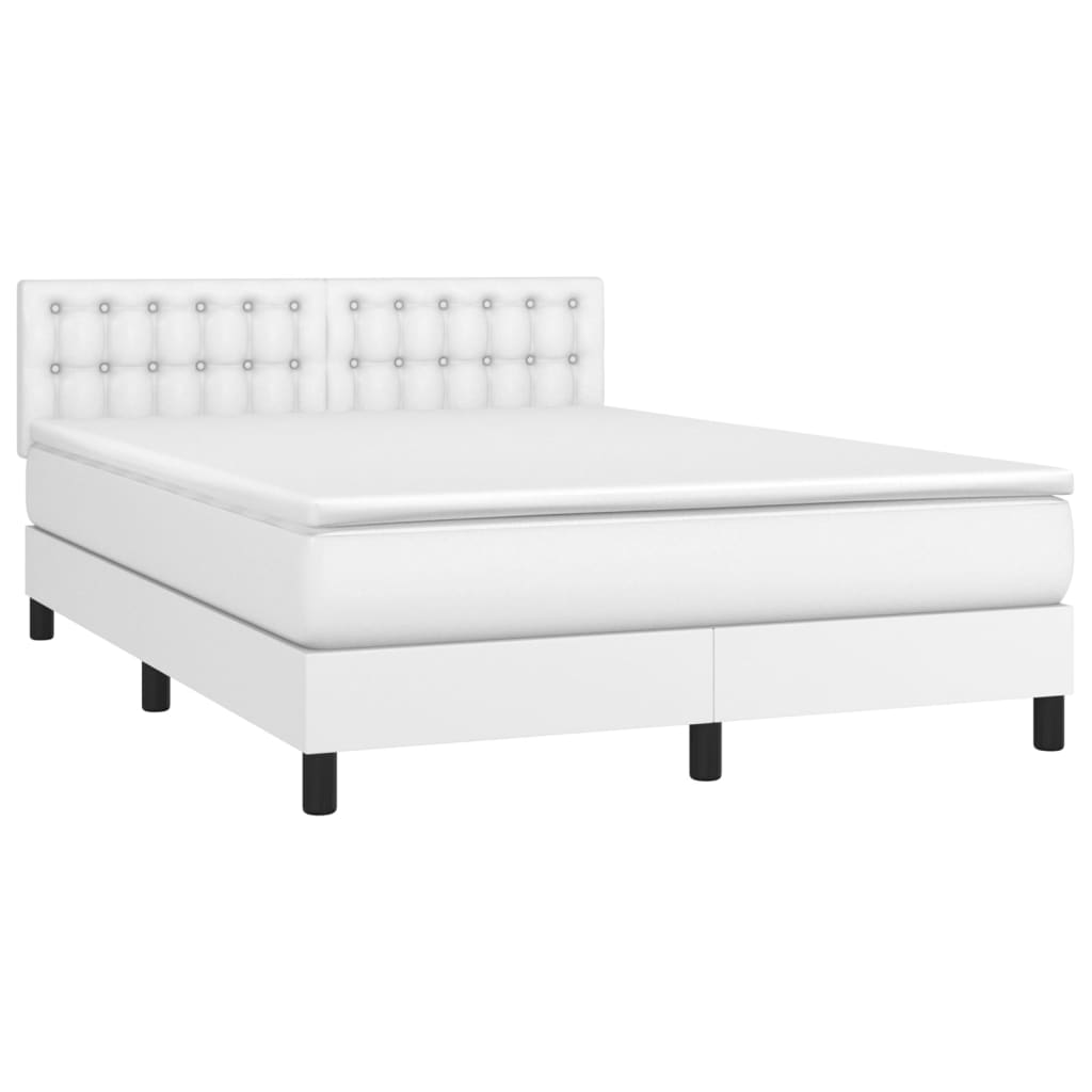 vidaXL Cama box spring con colchón cuero sintético blanco 140x190 cm