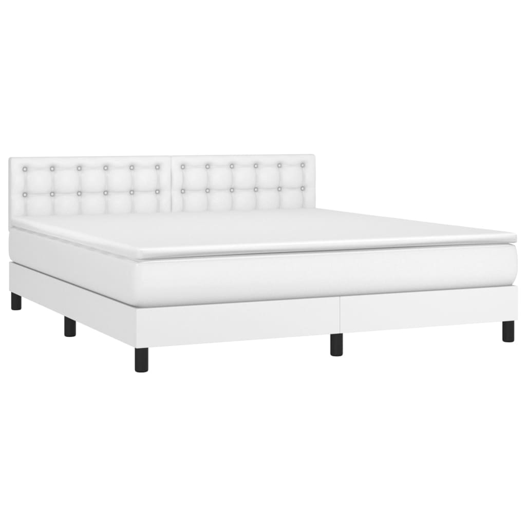 vidaXL Cama box spring con colchón cuero sintético blanco 180x200 cm