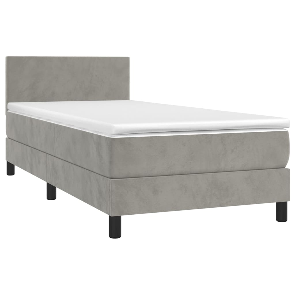 vidaXL Cama box spring con colchón terciopelo gris claro 80x200 cm